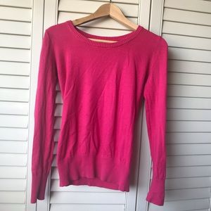 Pink Plain Long Sleeve Fitted, Sweater Like